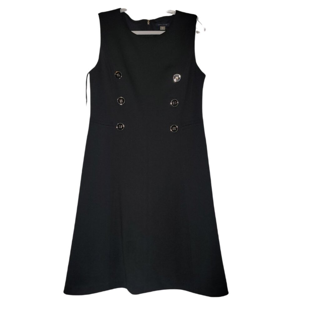 Tommy Hilfiger Women's Button-Front A-Line Scuba Dress, Size 10, Black